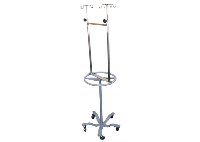 Porta suero doble con aro porta equipos